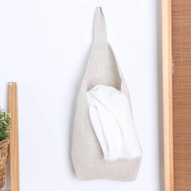 HSOFTIFY 100% Linen Hanging Storage Bags Baskets 2 Pcs, Small Wall Storage Bag for Kitchen, Bedroom, RV Camper Organizer, Sewing Room, Nursery Storage, Kids Room, Linen - Image 4